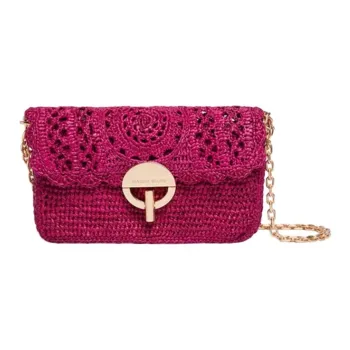 Vanessa Bruno Raffia Shoulder Bag Mini Women's Rose Red