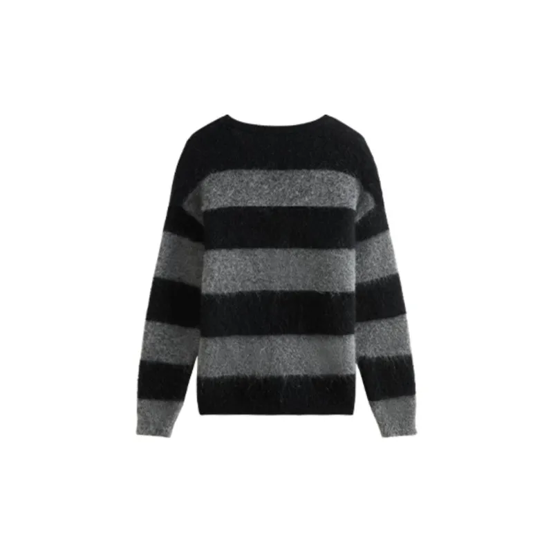 FANSILANEN Sweater Women's Black Gray Stripes-1