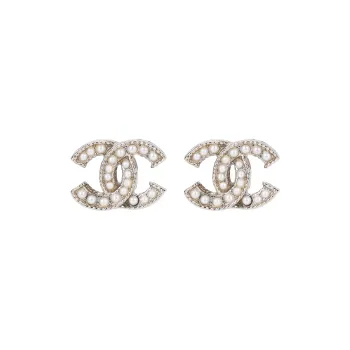 CHANEL CC Stud Earrings Women's