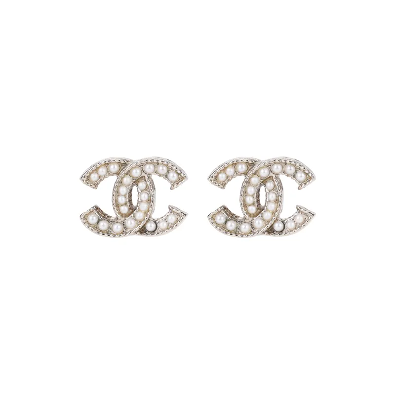 CHANEL CC Stud Earrings Women's-0