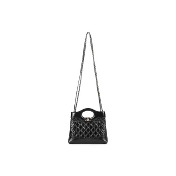 CHANEL Waxed Cow Leather Shoulder Bag Crossbody Bag Handbag Mini Women's Black