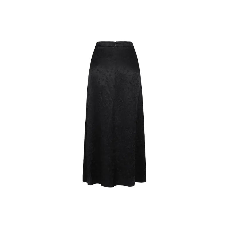 JZ. ANNAKRO Casual Long Skirt Women's Plain Black-1