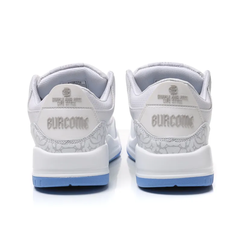 DD&OO Coverage Slip Resistant Waterproof Low Top Skateboard Shoes Unisex White Blue-4