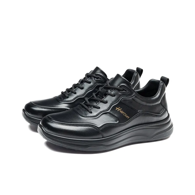 HARSON Slip Resistant, Abrasion Resistant, Supportive, Lightweight Low Top Casual Shoes Men's Black-2