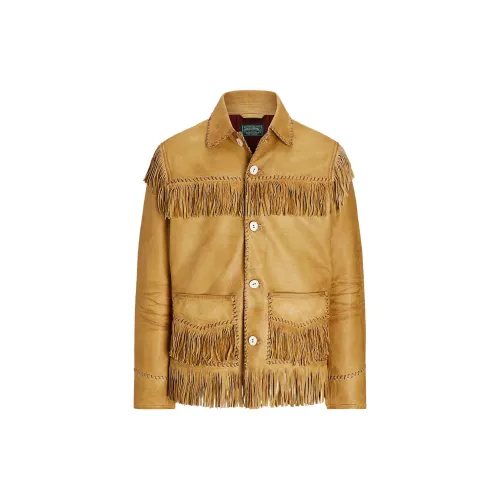 Polo Ralph Lauren FW24 Leather Jacket Men's Yellow