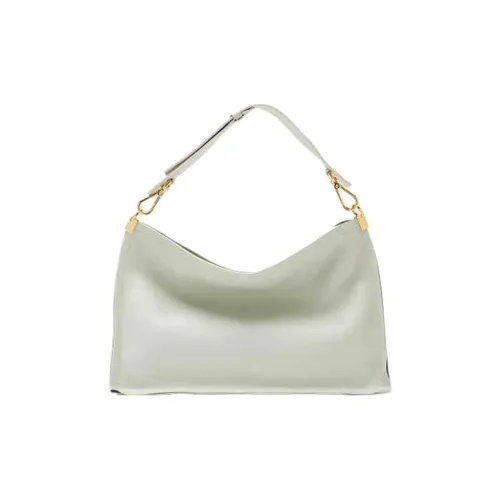 COCCINELLE Cow Leather Shoulder Bag Crossbody Bag Large Size Women's Celadon Green & Warm Light Gray