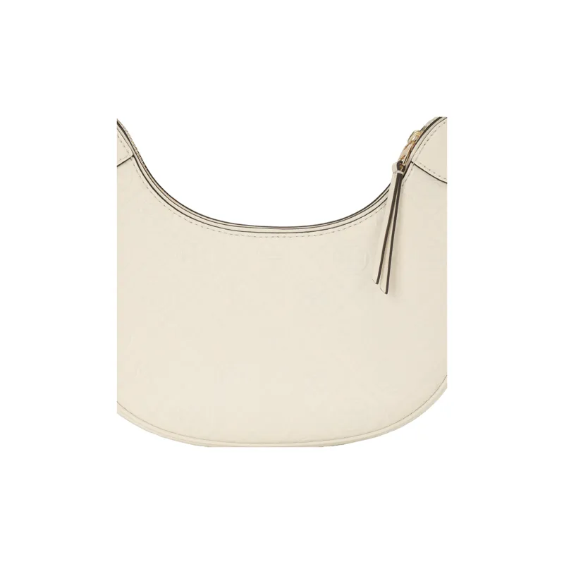 TORY BURCH T Monogram Leather Crescent Bag Light Cream-4