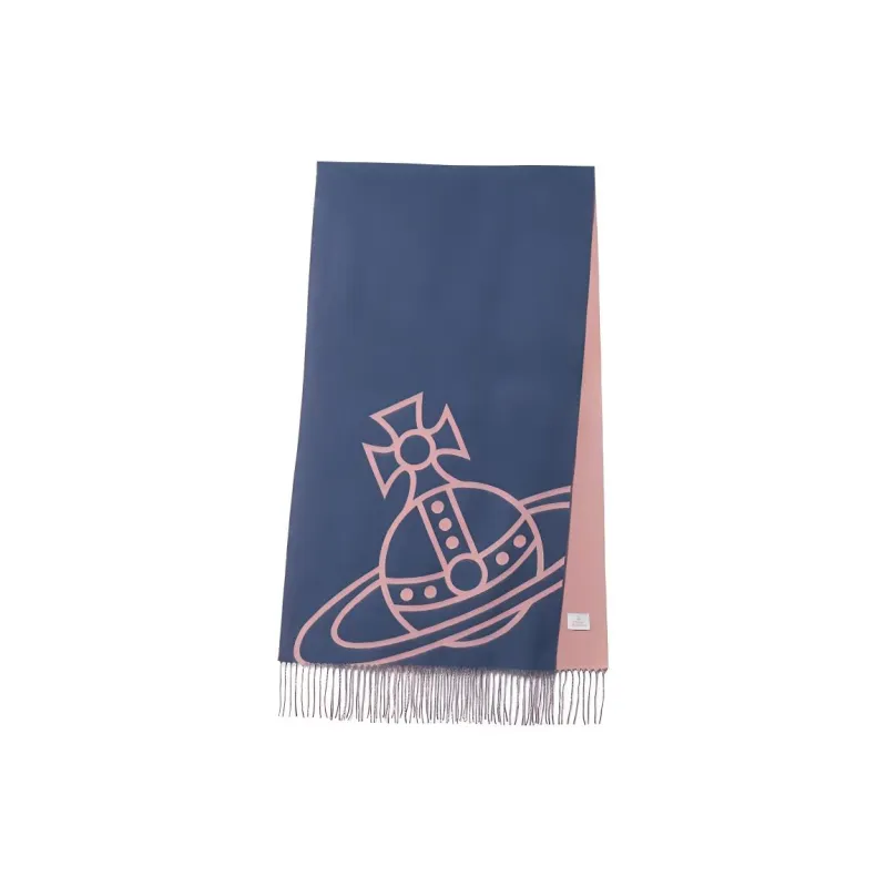 Vivienne Westwood Wool Knit Scarves Unisex Marine Blue-0