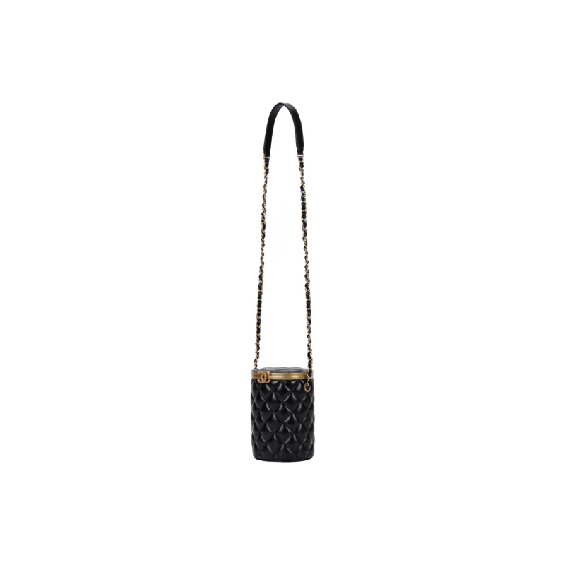CHANEL Lambskin Box Shaped Bag, Shoulder Bag, Crossbody Bag Women's Black-1
