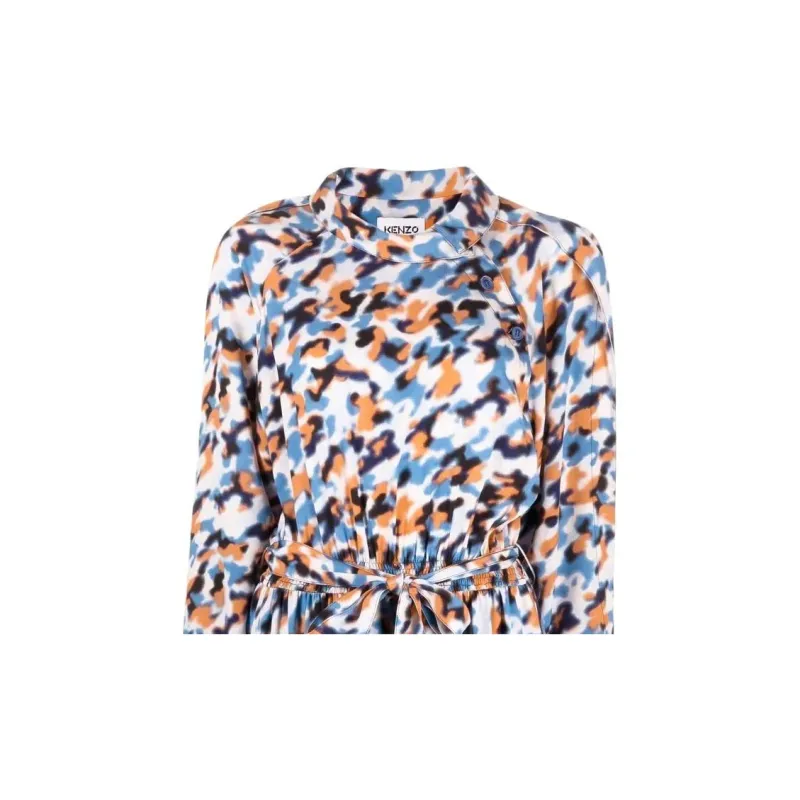 KENZO Abstract Print Long-Sleeved Midi Dress-3