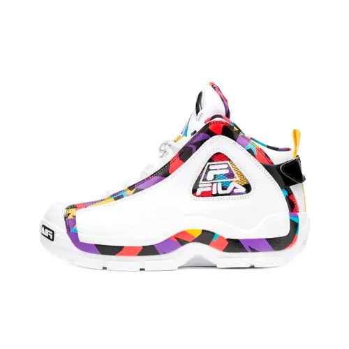 FILA Grant Hill 3 Anti Slip Wear Resistant Mid Top Basketball Shoes Men's White Blue