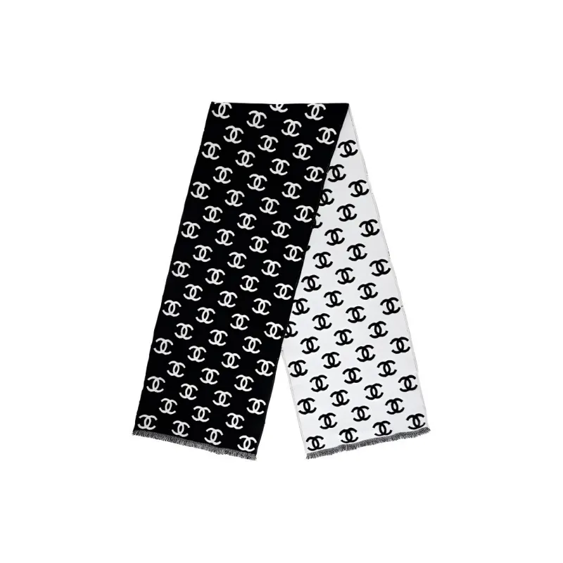 CHANEL Knit Scarves Women's Black-2