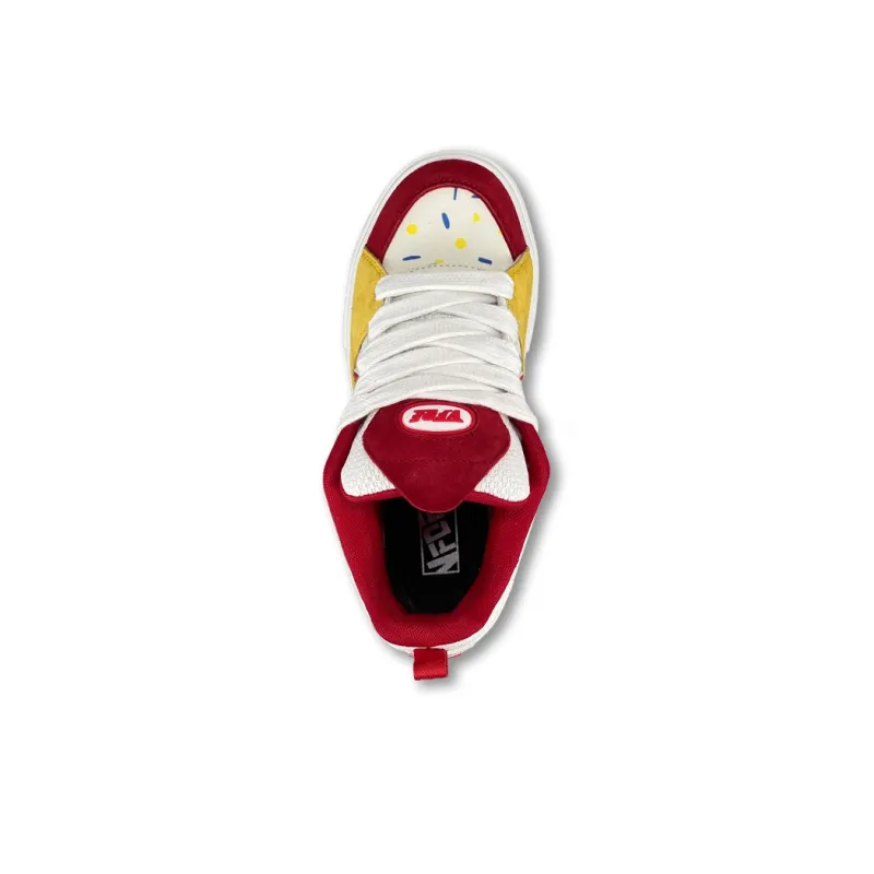 VFDF Anti-Slip And Wear-Resistant Lightweight Low-Top Skateboard Shoes Unisex White Yellow Red-3