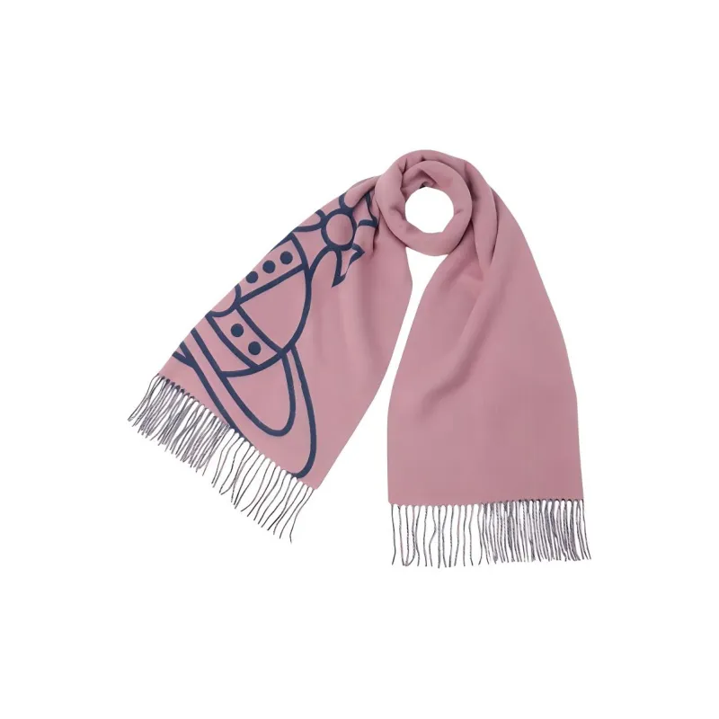 Vivienne Westwood Wool Knit Scarves Unisex Marine Blue-2