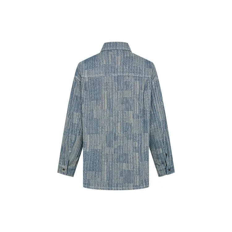 URBAN REVIVO Jacquard Texture Denim Shirt Men's-1