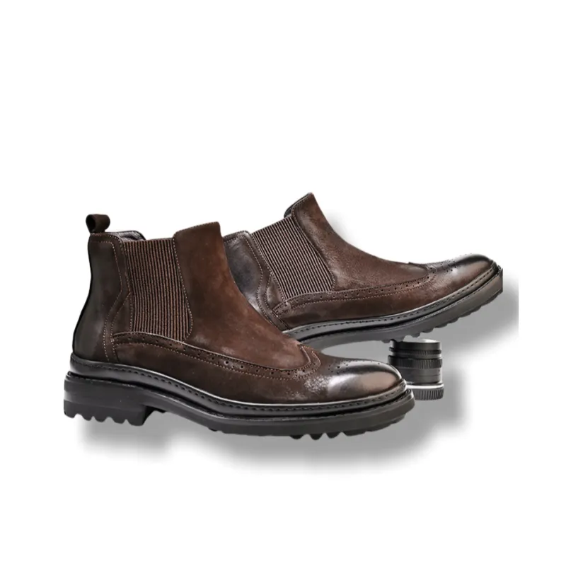 Brounvanm Short Chelsea Boots Men's Coffee-4