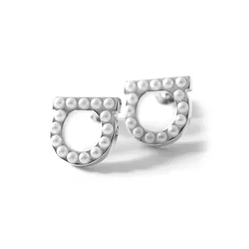 FERRAGAMO Brass Plexiglass Earrings Women's Silver