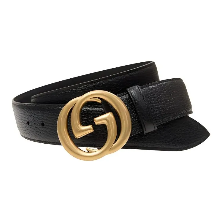 GUCCI Leather Leather Belts Unisex Black Width  4cm-1