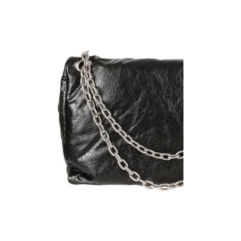Balenciaga Monaco Chain Logo Patch Shoulder Bag Women's Black-4