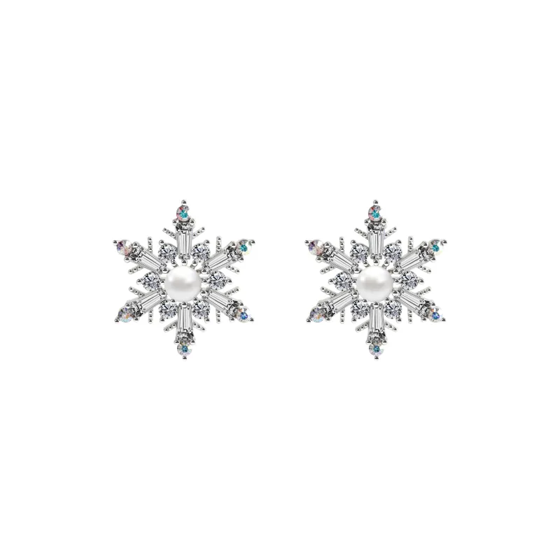 KEYS VIA Copper Alloy Synthetic Cubic Zirconia Faux Pearl Rhinestone Earrings Women's-0