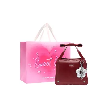 ONE TIME Synthetic Leather Handbag Women's Cherry Red/Black