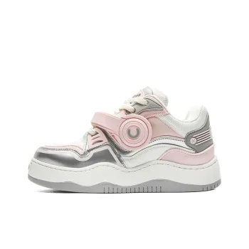 OUBT Hip Hop Couple Trendy Shoes Low Top Skateboard Shoes Unisex White Pink