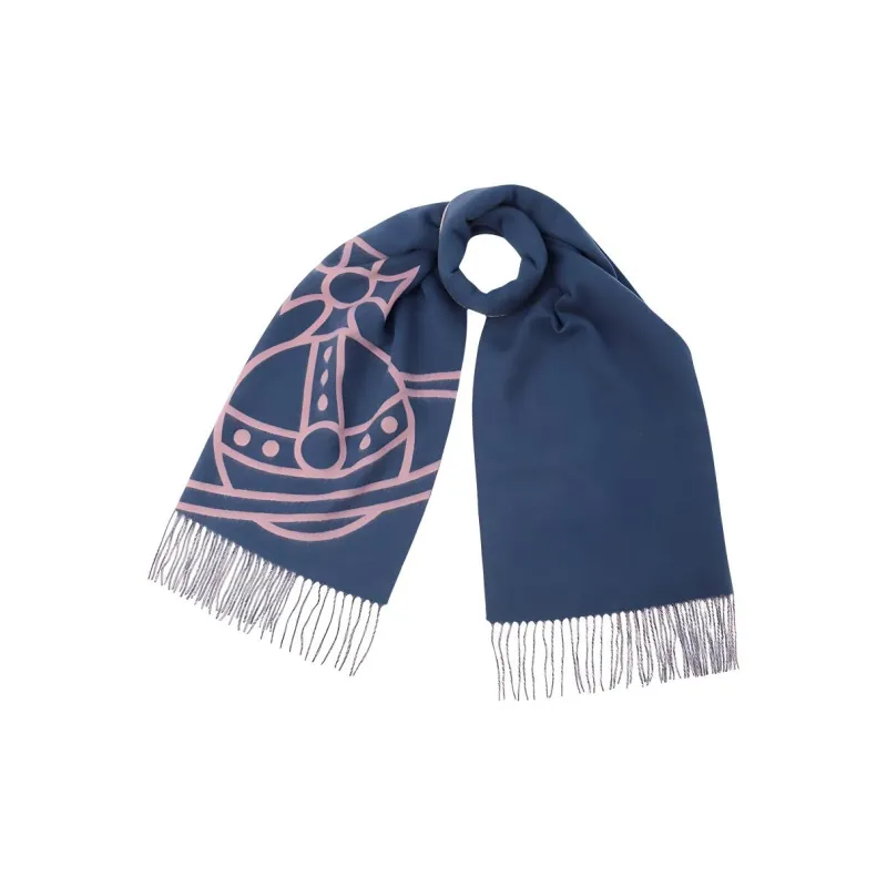 Vivienne Westwood Wool Knit Scarves Unisex Marine Blue-1