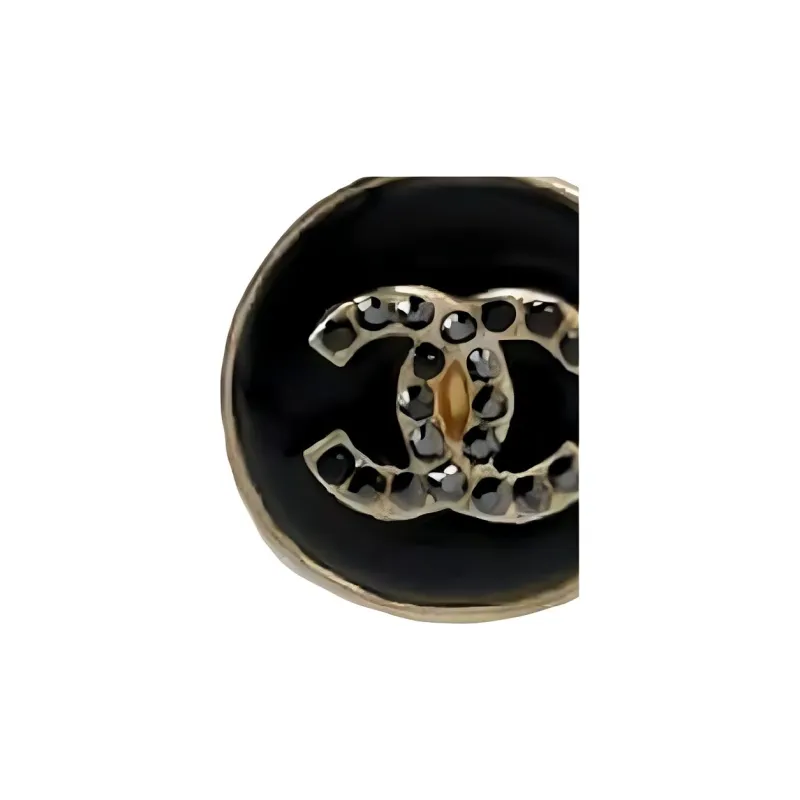 CHANEL Acrylic Stud Earrings Women's Black-2