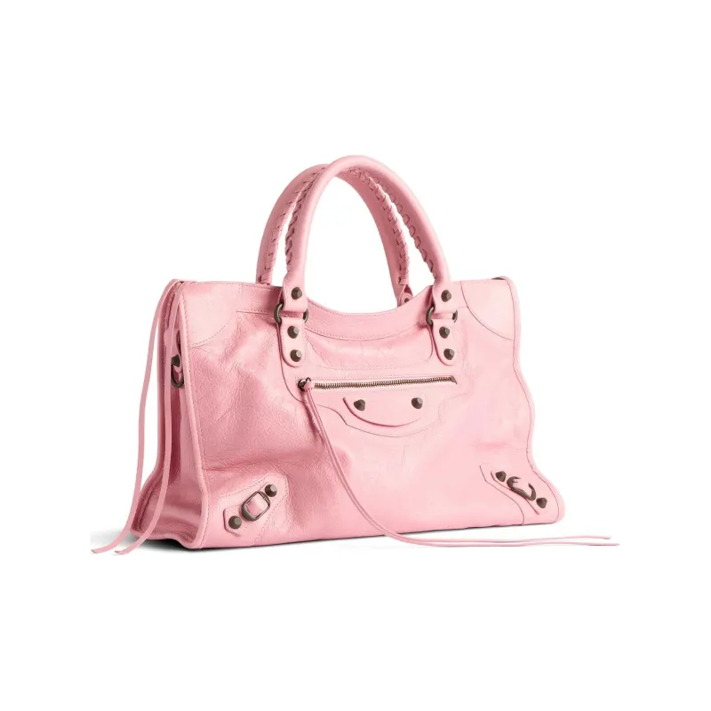 Balenciaga Le City Sheepskin One Shoulder Handbags Medium Size Women's Pink-3