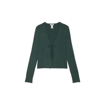 Victoria's Secret PINK Ribbed Knit Fly-Away Cardigan Sweater / Deep Forest Pajama Tops Women's Deep Forest