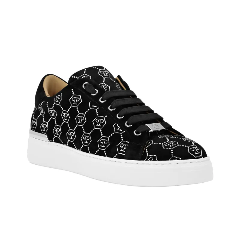PHILIPP PLEIN Lo-Top STRASS MONOGRAM Low-Top Skateboard Shoes Men's Black-2