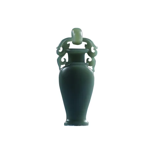Renyu Jewelry Natural Hetian Jade Chinese Style Peace Bottle Pendant Green Jade Unisex