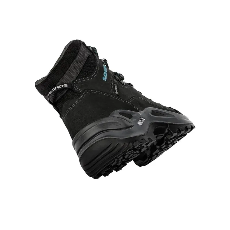 Lowa Renegade Anti-Slip Wear-Resistant High-Top Trekking Shoes Women's Black Blue-4