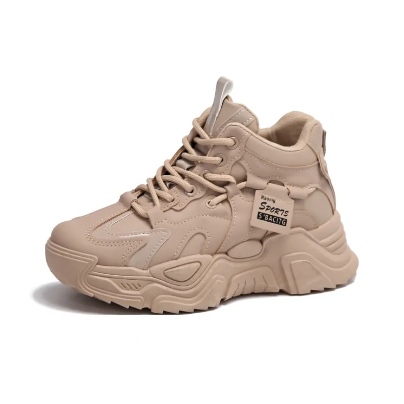 REIHUNG Cushioning Anti-Slip Wear-Resistant Breathable Height Increasing Mid-Top Chunky Sneakers Women's-6
