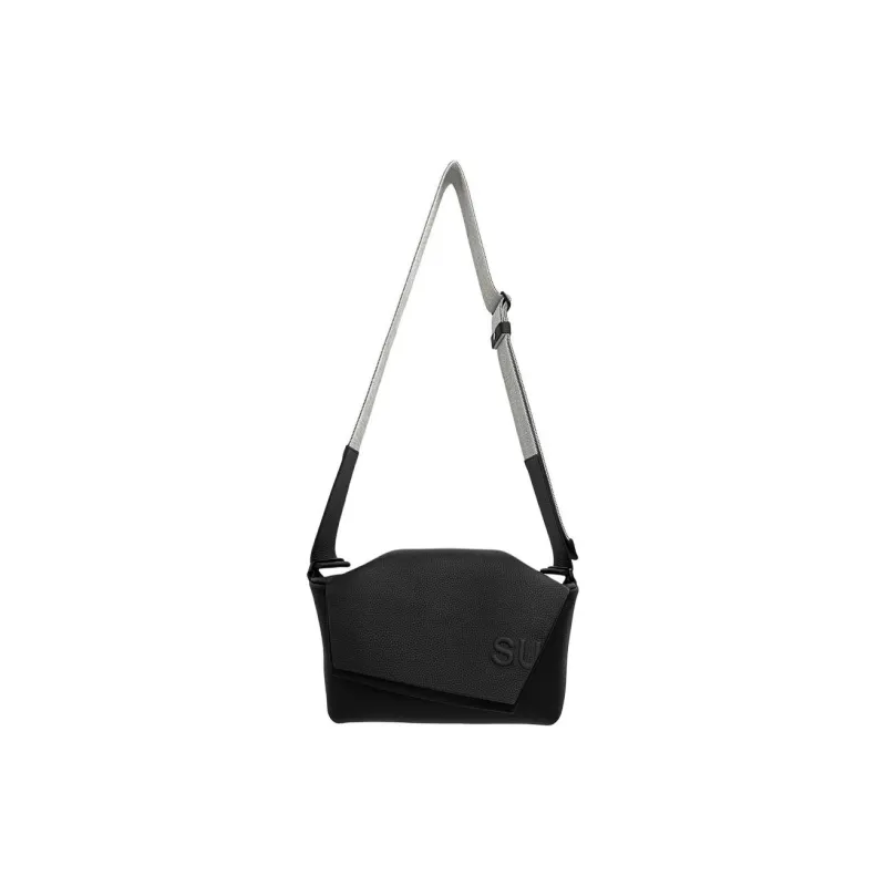SUREN Top Grain Cow Leather Shoulder Bag Crossbody Bag Medium Size Women's Black/Milk Tea Brown/Vermilion-0