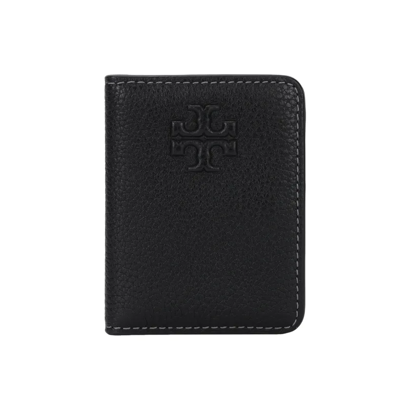 TORY BURCH Thea Cow Leather Card Holder Women's Black-0