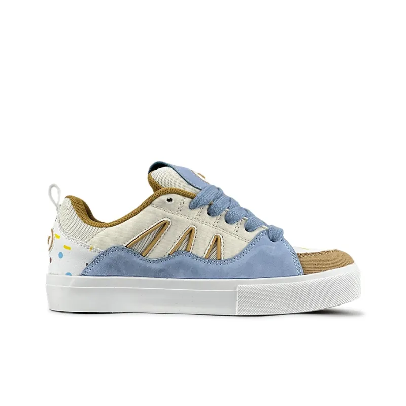 VFDF Ice Cream Ice Cream Anti Slip Wear Resistant Low Top Skateboard Shoes Unisex Beige Blue-1