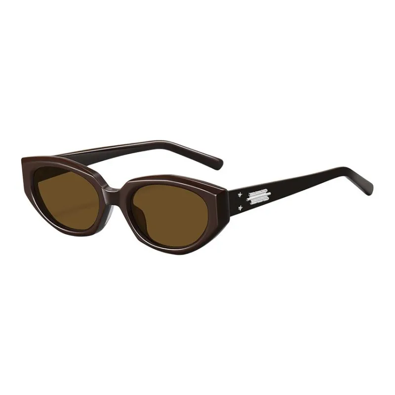 Thunder Pailong Plate Frame Irregular Shape Sunglasses Women's Black Pink White Coffee-4