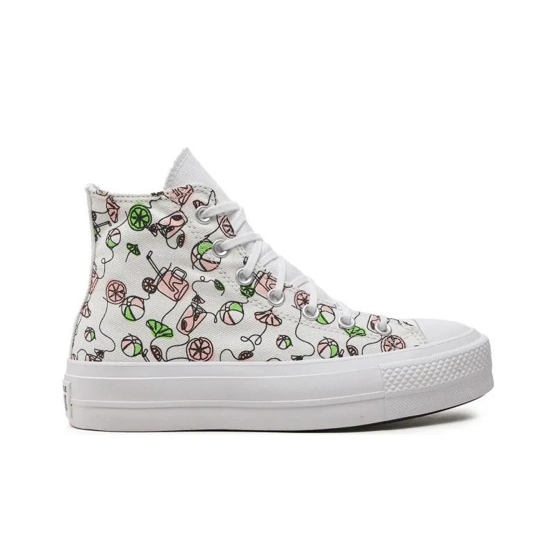 Converse Chuck Taylor All Star Lift Anti Slip Wear Resistant High Top Canvas Shoes Women's White Pink-1