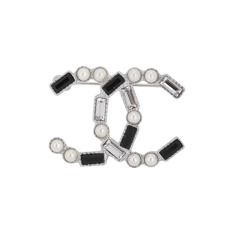 CHANEL Metal Brooches Unisex Black-0