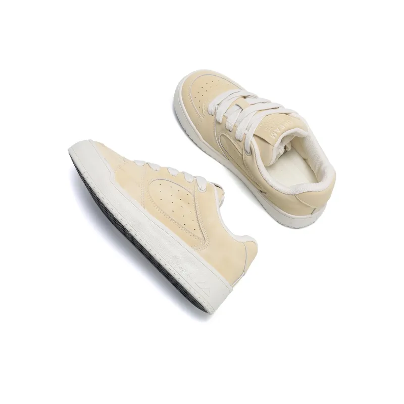 Mengsai Anti-Slip And Wear-Resistant Lightweight Low-Top Skateboard Shoes Women's Almond Yellow-3