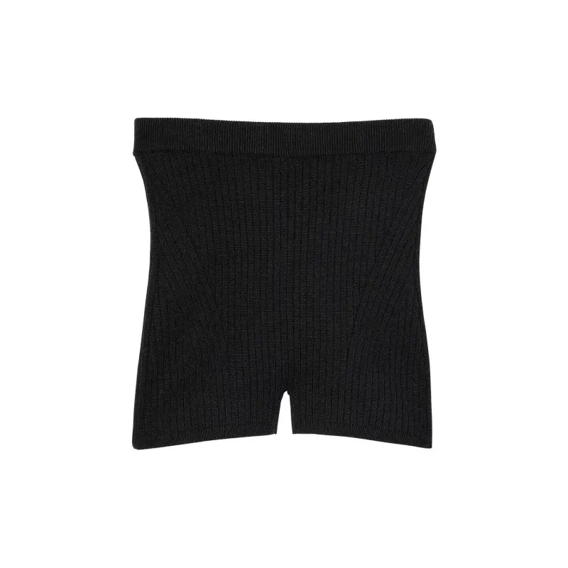 Victoria's Secret PINK Ribbed Knit Short / Pure Black Pajama Pants Women's Pure Black-0