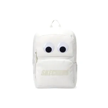 Skechers Fabric Big Eyes Backpack Regular Unisex White, Large Eyes Patch, Individually Packaged