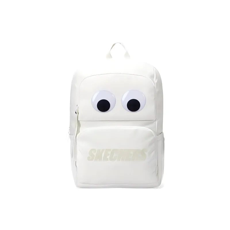 Skechers Fabric Big Eyes Backpack Regular Unisex White, Large Eyes Patch, Individually Packaged-0