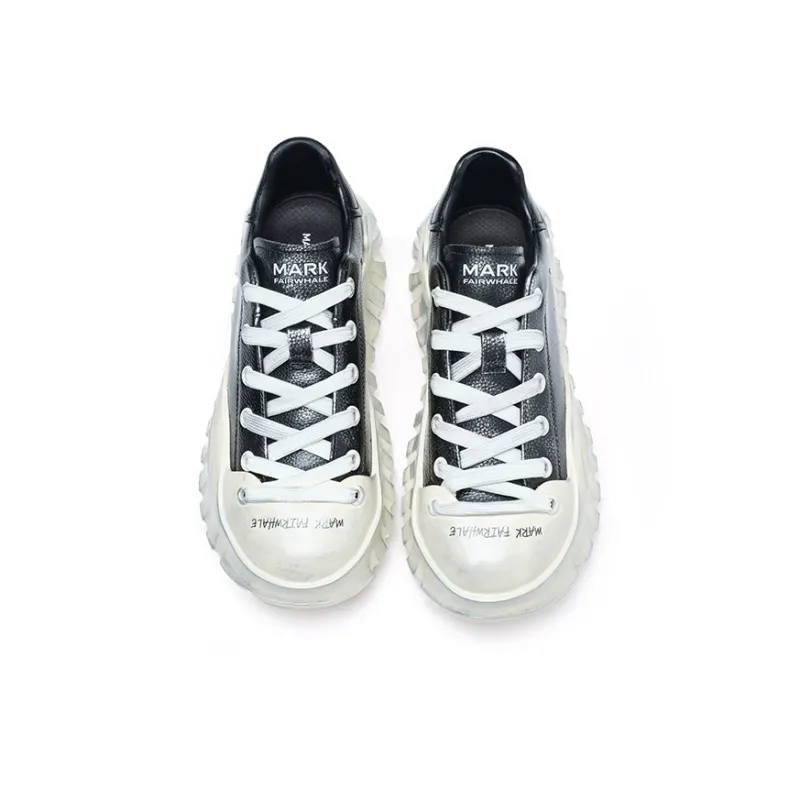 FAIRWHALE Chunky Sneakers Men Low Top Black/Blue/White/Brown-3