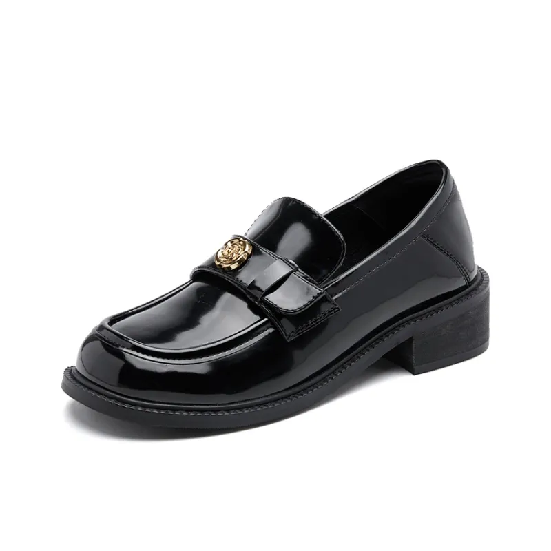 EXULL Q Loafers 4cm Women's Lacquered Finish Black-1