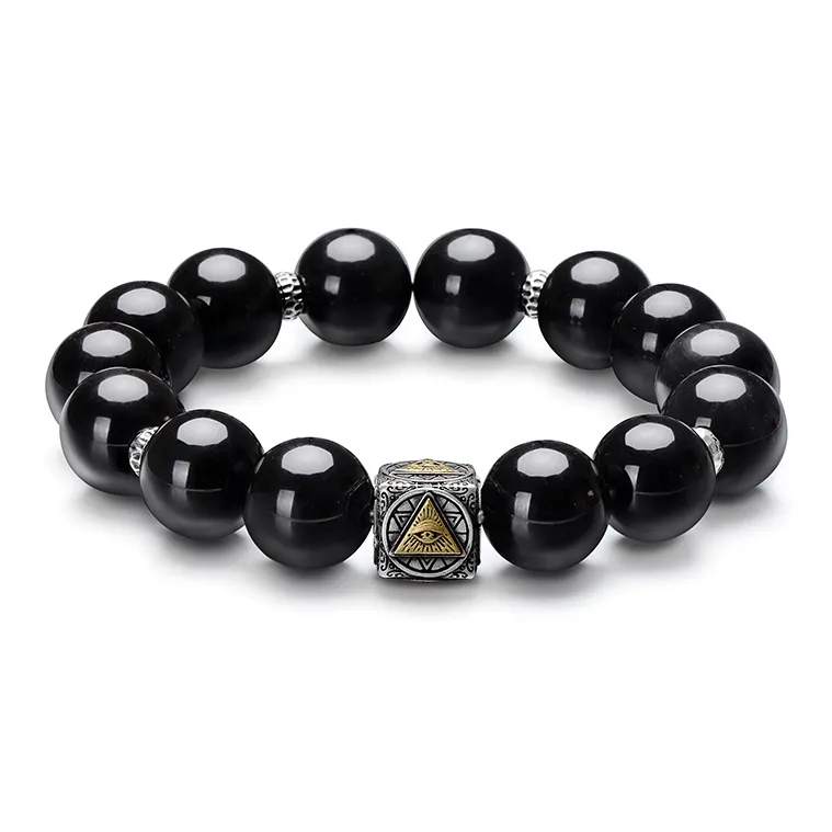 IDEAGEMER Obsidian Jade Bracelets Men's-1