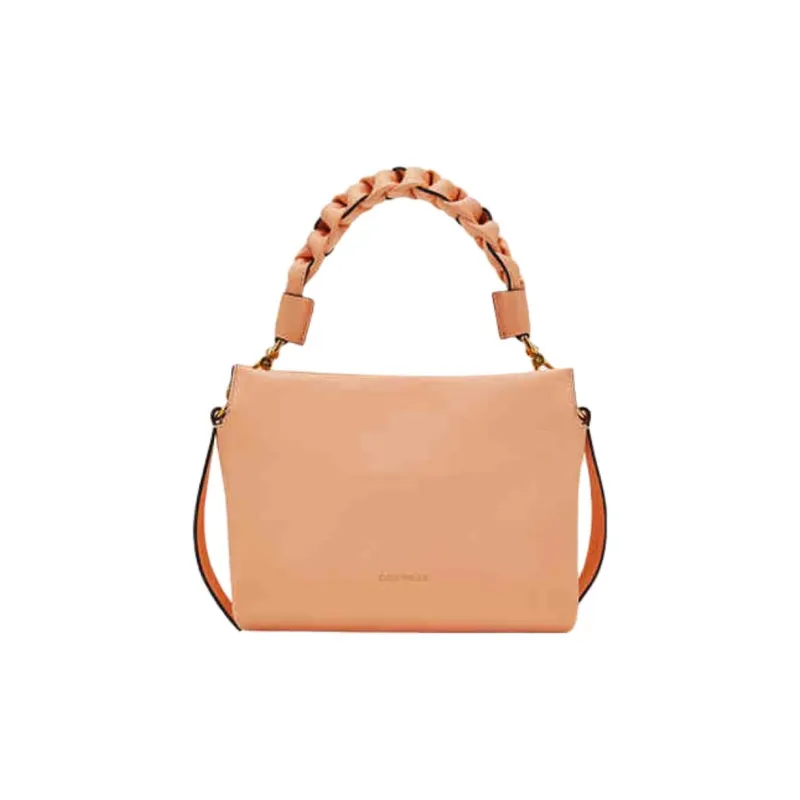 COCCINELLE Cow Leather Shoulder Bag Crossbody Bag Handbag Medium Size Women's Apricot & Red-0