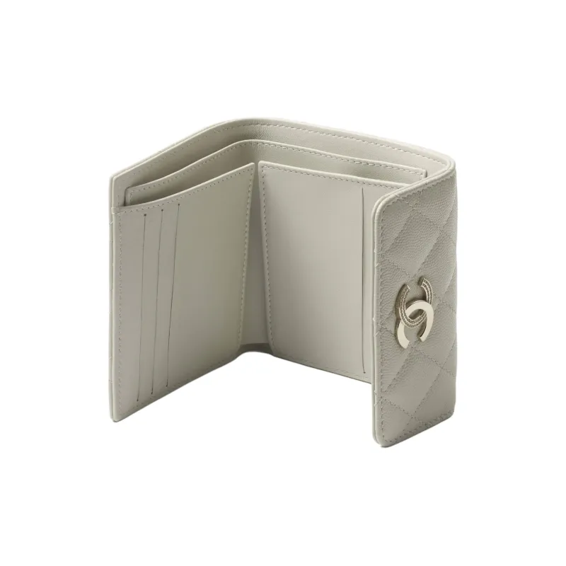 CHANEL Cow Leather Wallet Trumpets Women's Gray-3