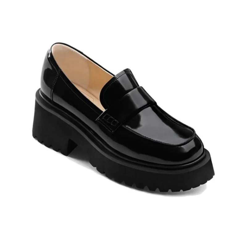 7or9 Cocoa Milk Chocolate Loafers 6.5cm Women's Black-3